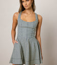 striped mini dress with pockets