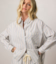 blue striped button up
