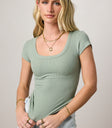 green ribbed top