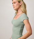 ribbed top with short sleeves