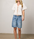 MEDIUM WASH DENIM SHORTS
