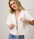 Ethan Tie Front Blouse in White