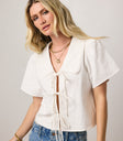 Ethan Tie Front Blouse in White