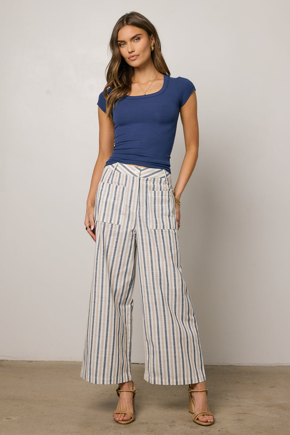 Freya Ribbed Top in Navy