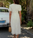 midi dress with puff sleeves