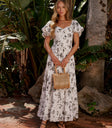 Robbie Floral Midi Dress in White