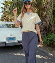 contrast t-shirt in beige