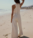zip up back on cream jumpsuit