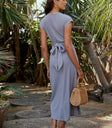 TIE BACK ON SLATE BLUE DRESS
