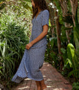 floral button up midi dress