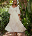 sinched waist on ivory dress
