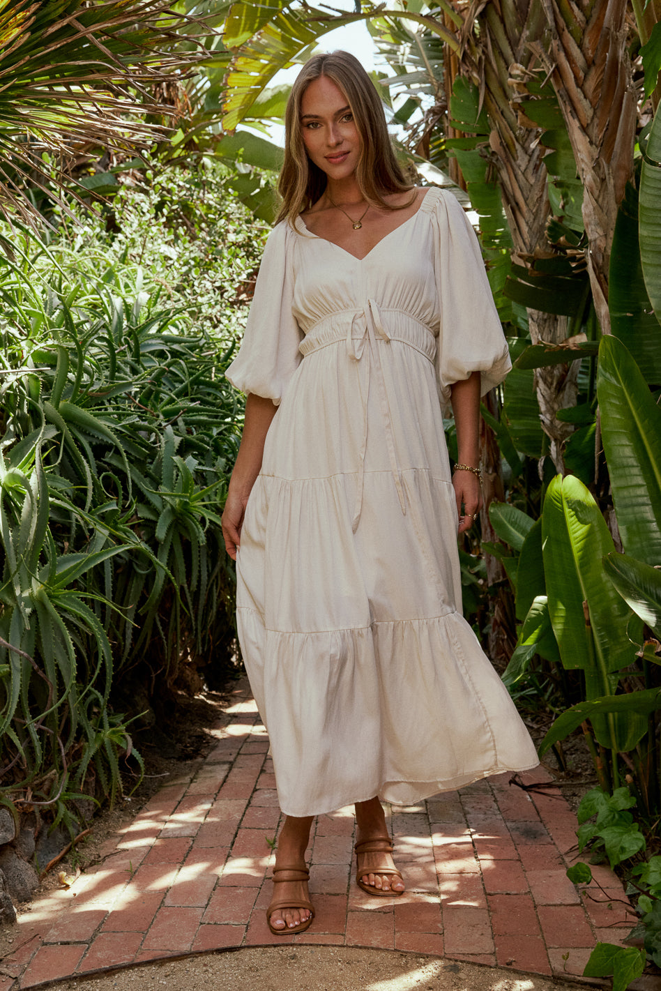 tiered ivory dress