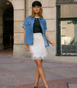 Harper Lace Trim Mini Skirt in Grey