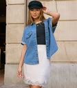 Harper Lace Trim Mini Skirt in Grey