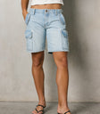 LIGHT WASH DENIM SHORTS
