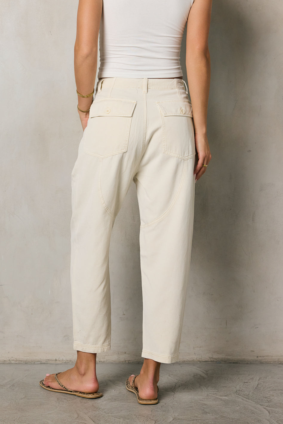 cream baggy fit bottoms