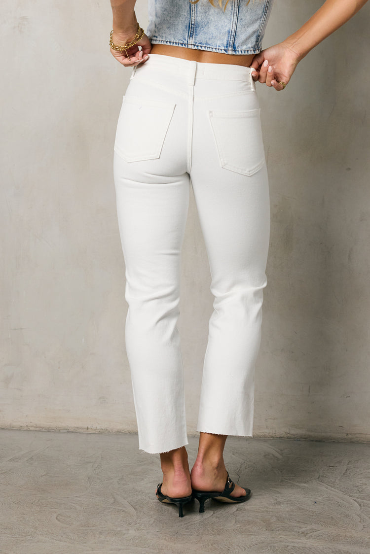 back pockets on white denim