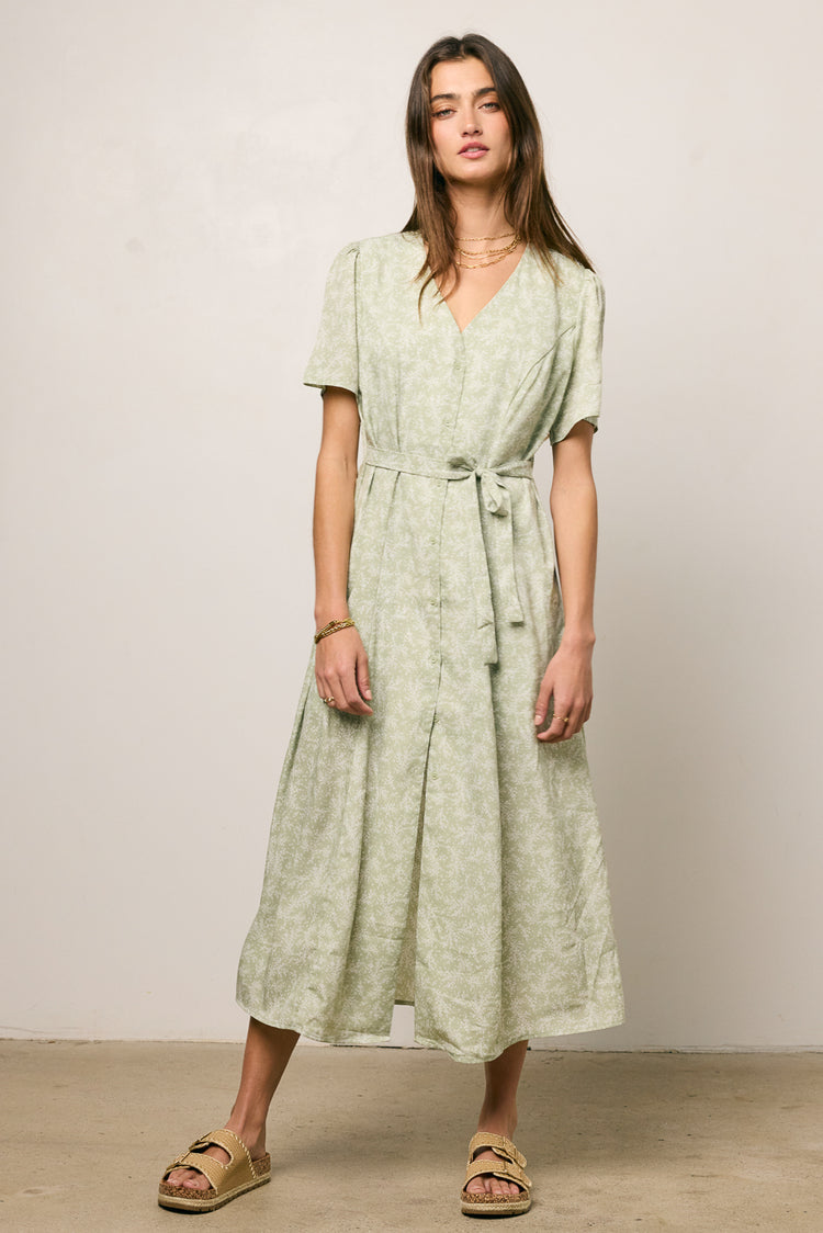 green printed dress