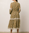 midi floral print dress in olive