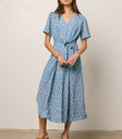 midi blue floral dress