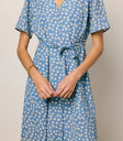 blue floral dress with tie