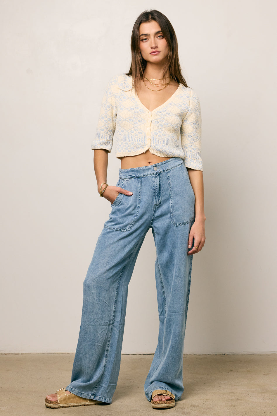 Reece Wide Leg Pants in Blue