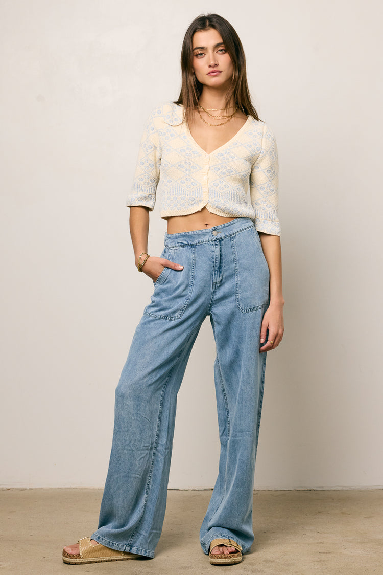 Reece Wide Leg Pants in Blue