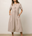Narla Striped Midi Dress in Brown