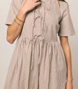 Narla Striped Midi Dress in Brown