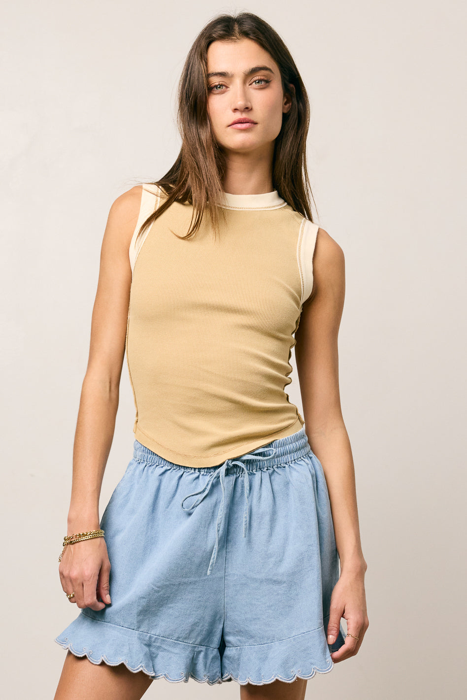 Lilah Reverse Seam Tank in Taupe