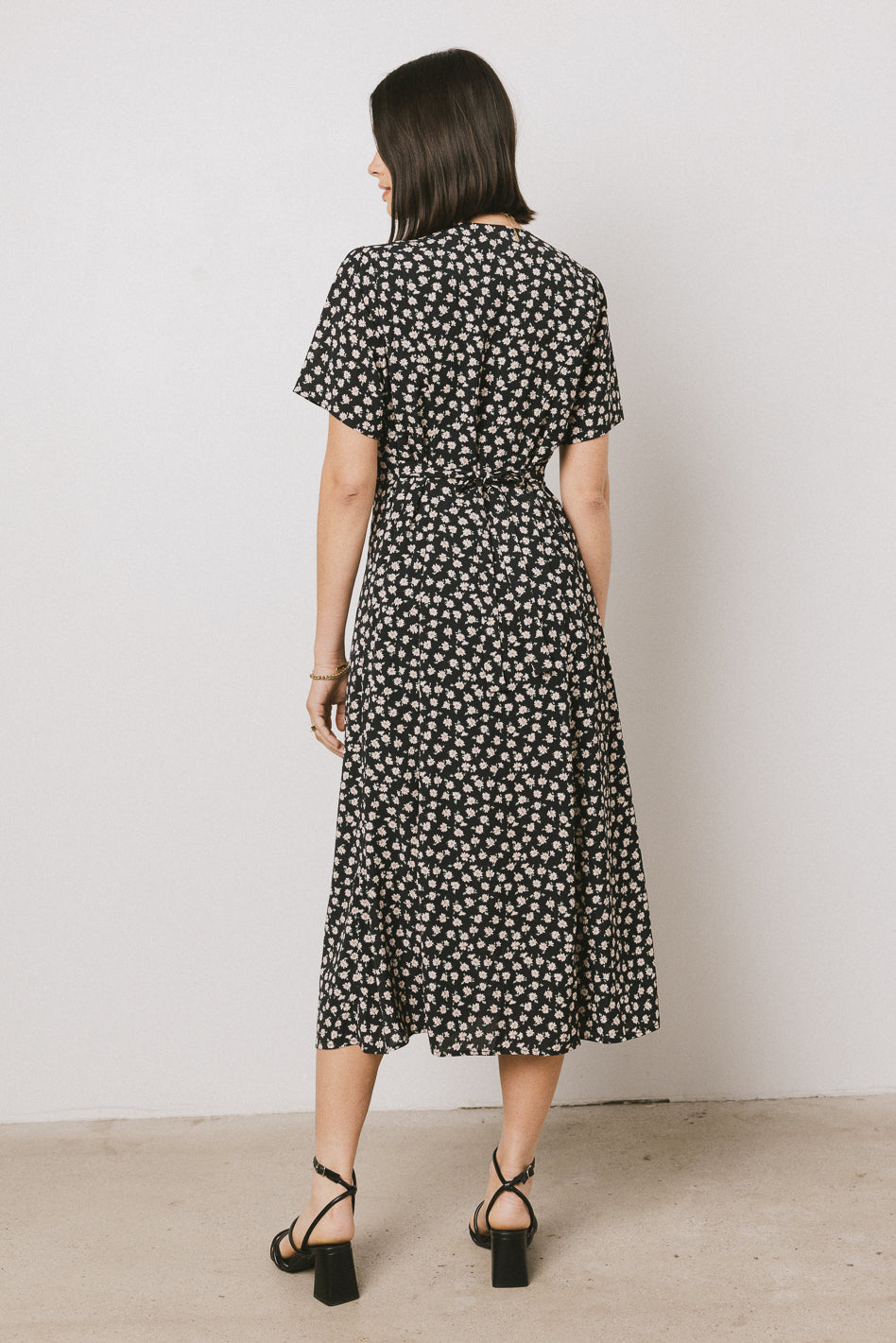 tie back floral midi dress