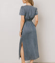SIDE SLIT ON DENIM MAXI DRESS