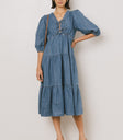 TIERED DENIM DRESS
