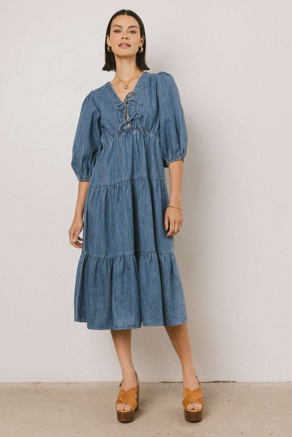 SHORT SLEEVE DENIM DRESS