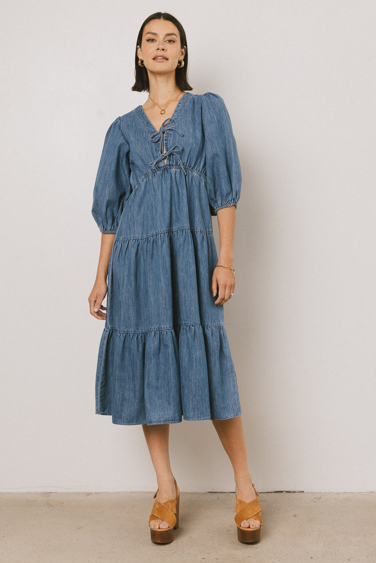 SHORT SLEEVE DENIM DRESS
