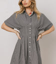Button Front Mini Dress in Grey
