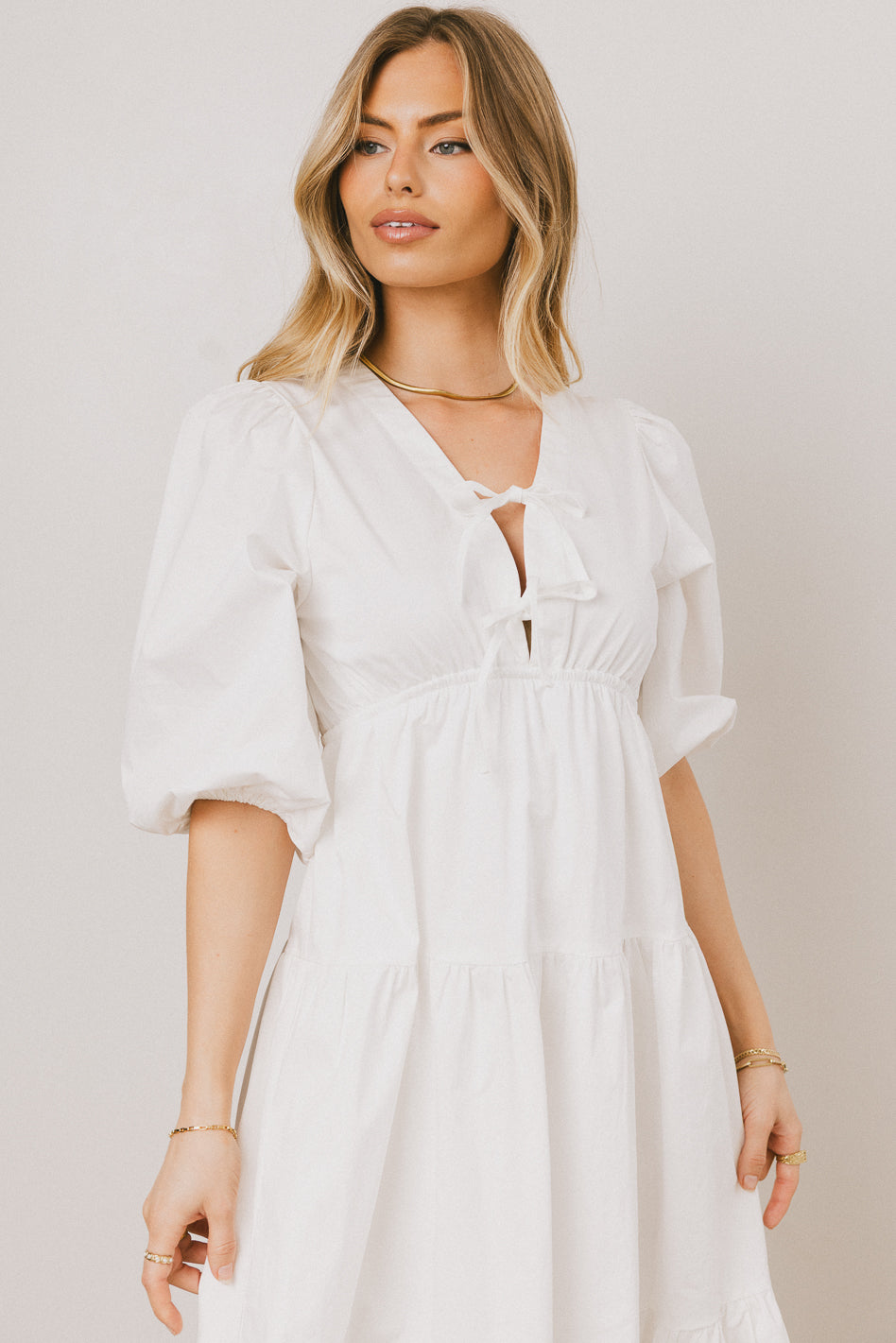 DOUBLE BOW TIE MIDI DRESS