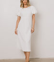 Henry Textured Midi Dress in White