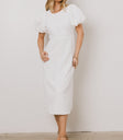 Henry Textured Midi Dress in White