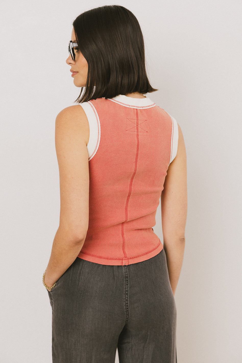 Lilah Reverse Seam Tank in Red