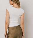 ribbed fitted top in cream