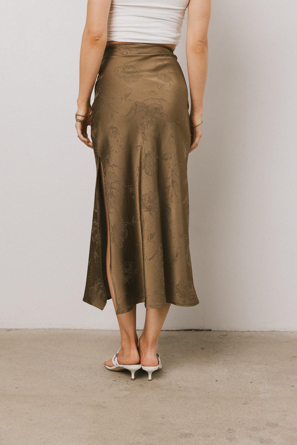 Ellie Floral Maxi Skirt in Olive