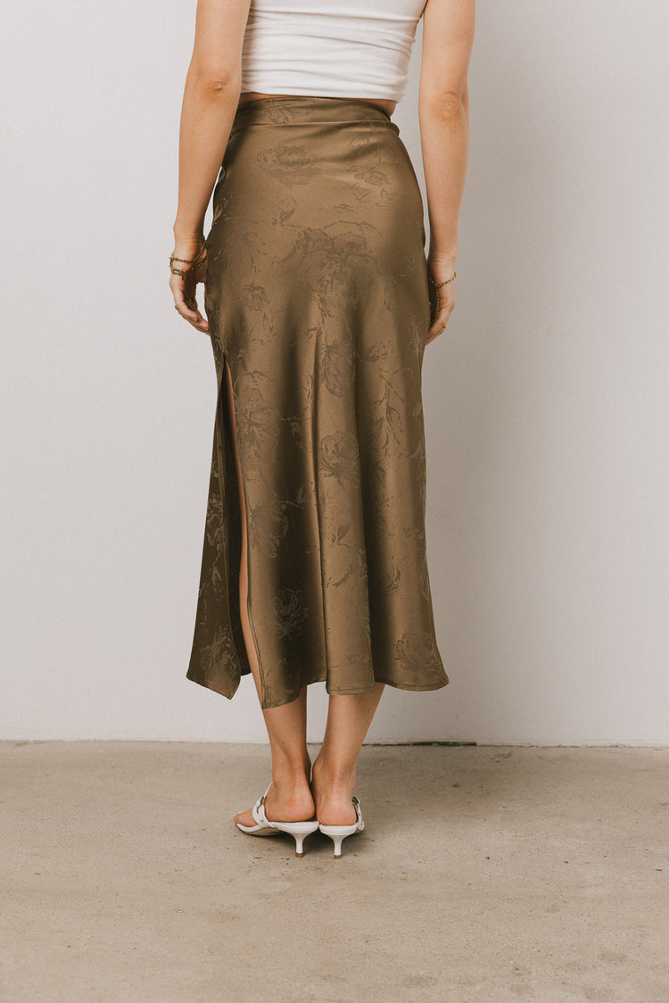 Ellie Floral Maxi Skirt in Olive