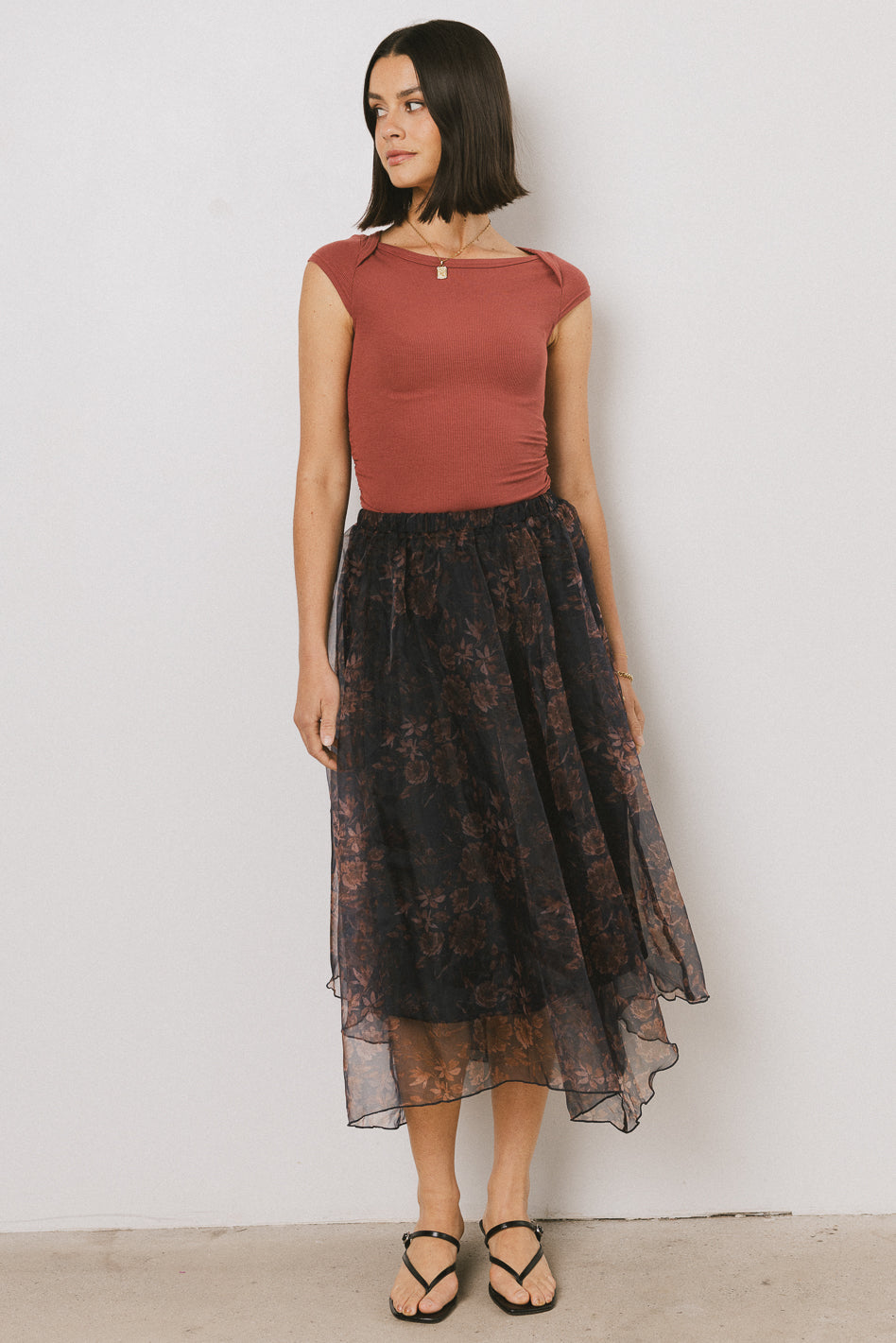 Atlas Floral Asymmetrical Skirt