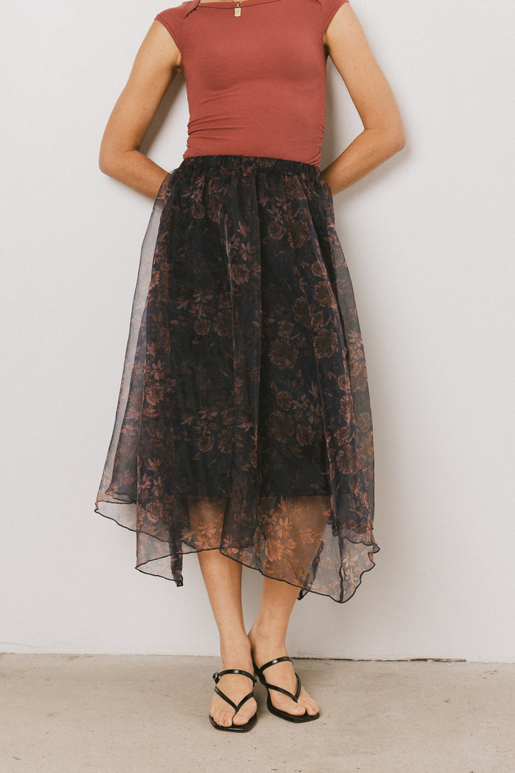 Atlas Floral Asymmetrical Skirt