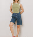 dark wash denim shorts