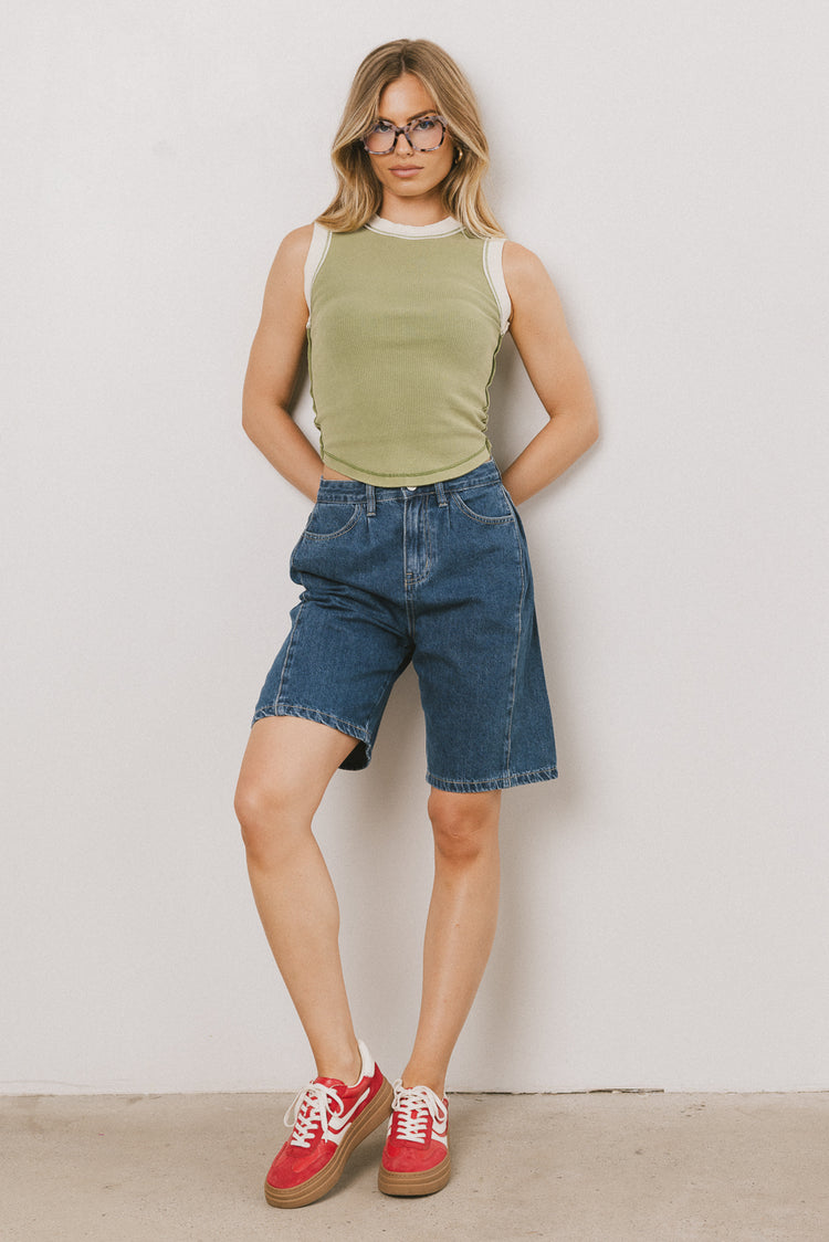 dark wash denim shorts