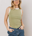 green and white contrast tank