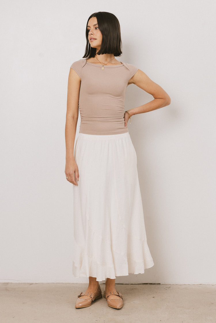 fitting top in taupe