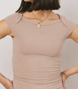 cap sleeve on taupe tees